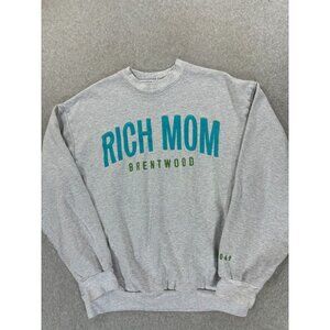 Rich Mom Brentwood‎ Stitched Logo Crew Sweatshirt (Women's Large) Gray